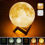 IVYSHION 3D Print Moon Lamp Night Light Adjustable 2 Color